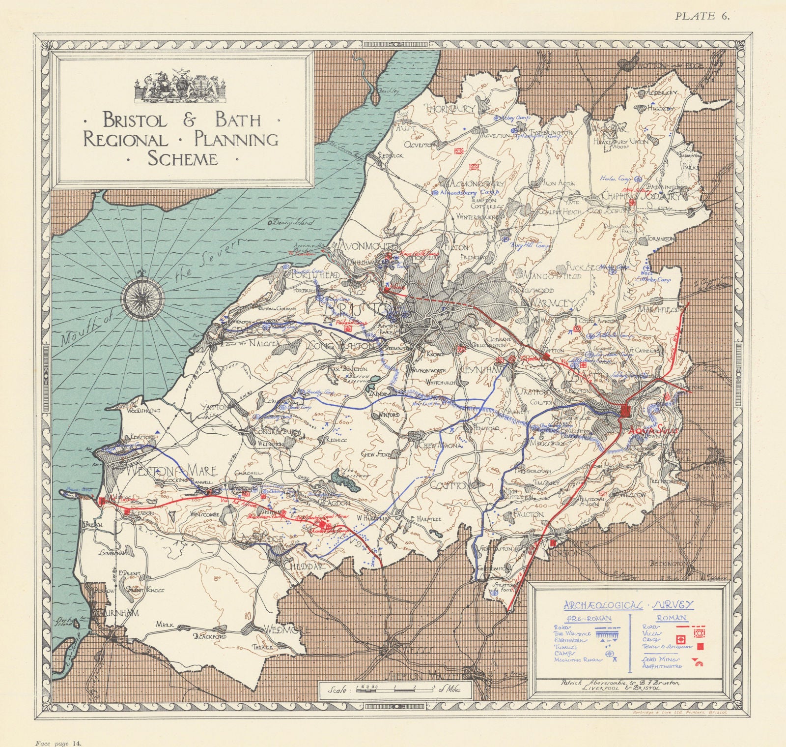 Archeological Survey. Roman. Bristol & Bath Regional Plan. ABERCROMBIE 1930 map